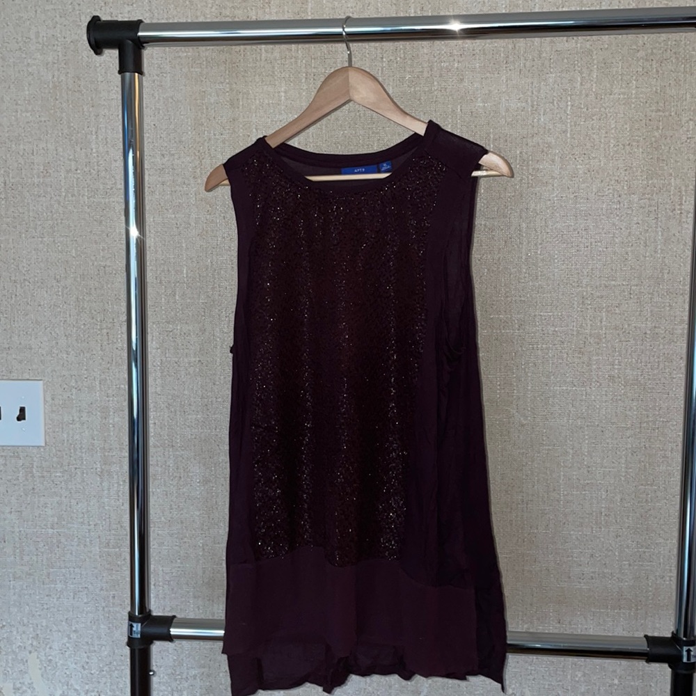 Plum color sequin top no sleeves